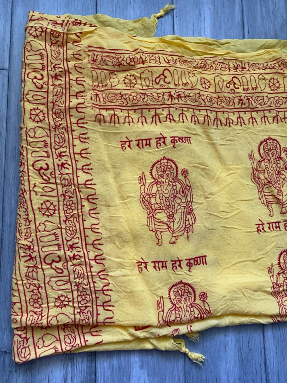 Large Om Scarf Wrap Yoga Soft Cotton Mix Handy Printed Boho Yellow - Picture 2 of 6